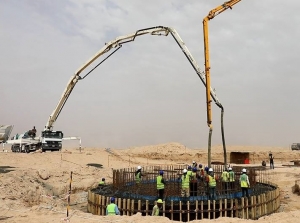صب طبقة الأساس لبرج مراقبة مطار كربلاء