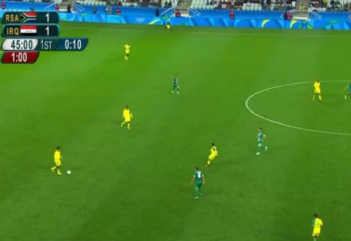 الشوط الاول ينتهي بالتعادل 1-1 للعراق وجنوب افريقيا
